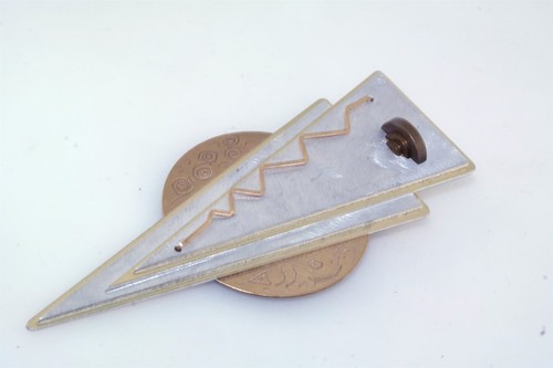 Handwerker geometrischer gemischter Metalle Messing Silber 4" Pin Anhänger modern