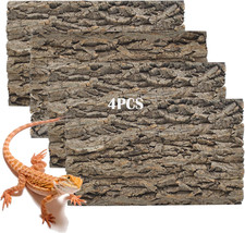 Cork Terrarium Background for Reptile,4 PCS Natural Cork Bark for Reptiles Beard