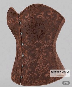Brown Palace Style Corset Top Jacquard Bustier With Lace-Up Waist Cincher