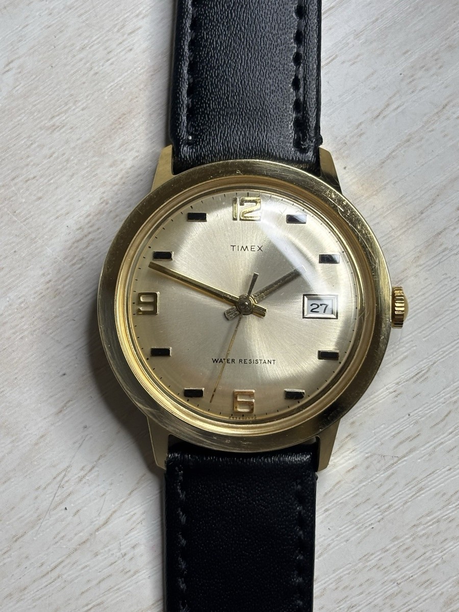 Vintage 72 Timex Marlin Gold Mechanical Date Watch Dial  display picture 2