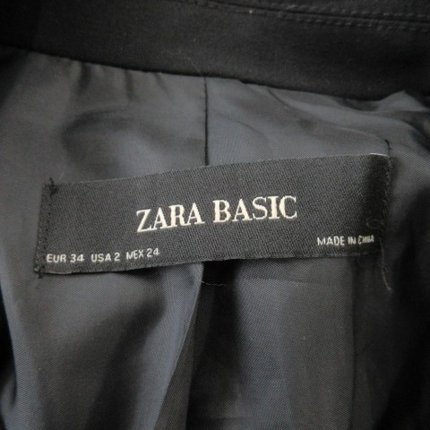 ZARA BASIC Tailored Jacket Outerwear 34 Black Pla… - image 4