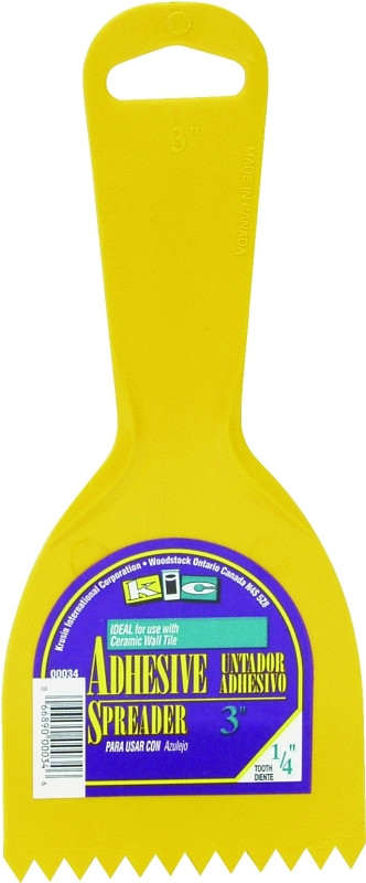 Adhesive Spreader, Yellow, 3", 1/4" Tooth, Spreader for Ceramic Tile