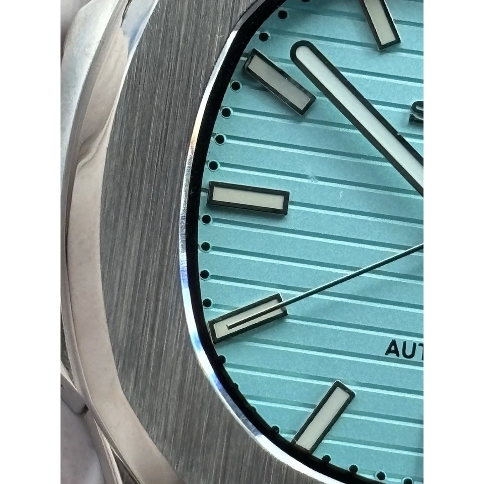 Seiko NH35 Mod Watch 41mm Ice Blue Textured Dial Steel Automatic Sapphire - Image 4 of 4