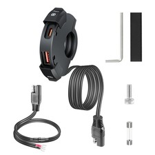 URAQT wasserdichte Motorrad USB Steckdose, 18W QC und 30W PD Typ-C schnell schwarz