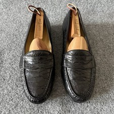 Vintage Cole Haan Italian-made black crocodile leather penny loafer Shoes 9 M