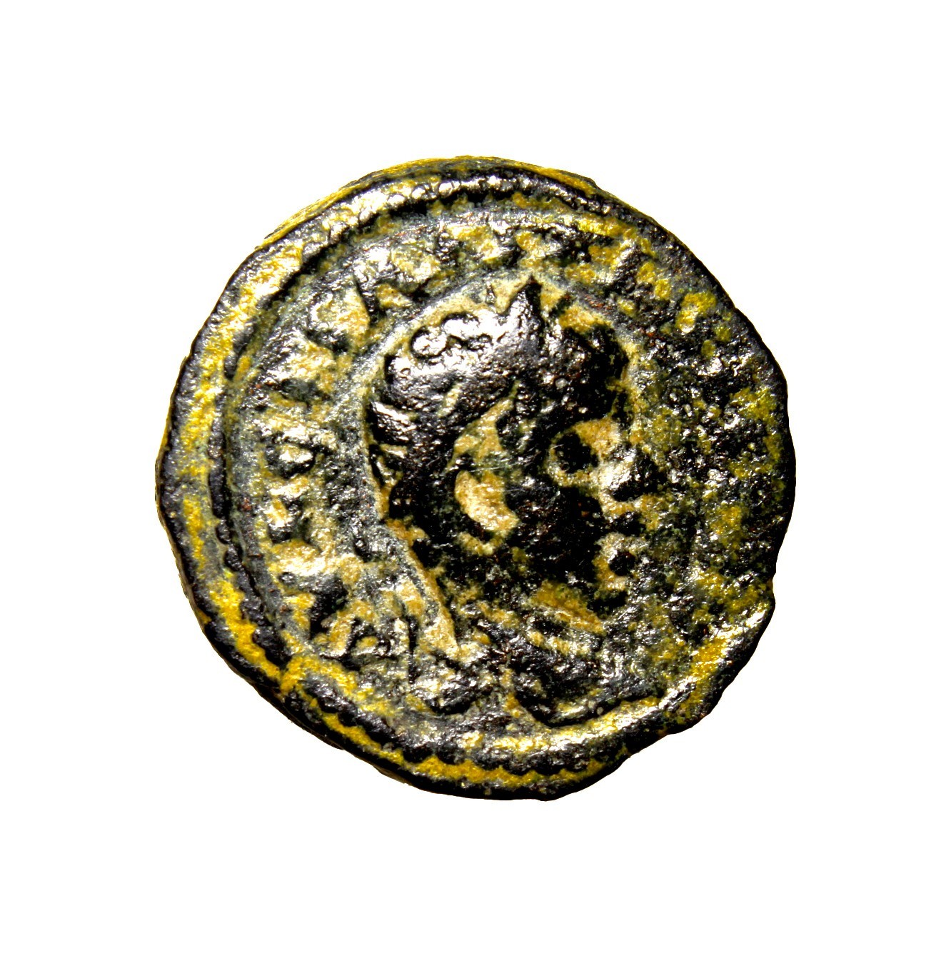 VERY RARE Decapolis. Petra. Elagabal (218-222) Tyche Seated on Rocks no ...