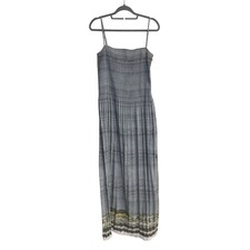 Elie Tahari Size 12 Gray Spaghetti Strap Maxi Dress Elegant Smocked Bodice