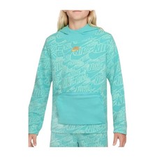 Nike Girls Pullover Hoodie All Over Logo Teal Size XS
