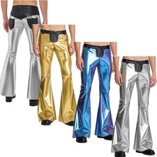 Herren Schlaghosen Nachtclub Hose Taille Lange Hosen Cowboy Disko Rave Party