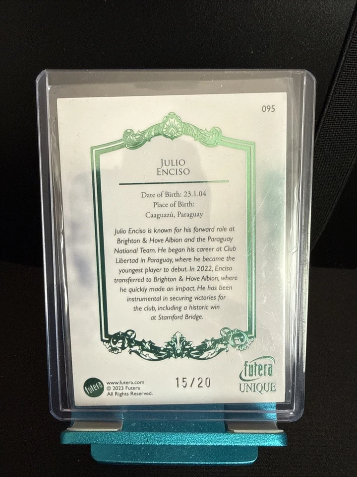 2023-24 Futera Unique World Football - Next Julio Enciso #095 Emerald /20 - Image 2 of 2