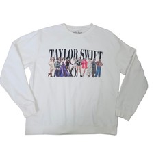 Taylor Swift Midnights Eras Tour White Graphic Crewneck Sweatshirt L
