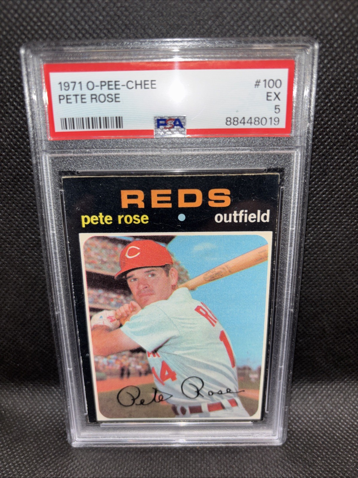 🔥 1971 O-Pee-Chee OPC Pete Rose #100, PSA 5 Excellent New Label Strict Grade
