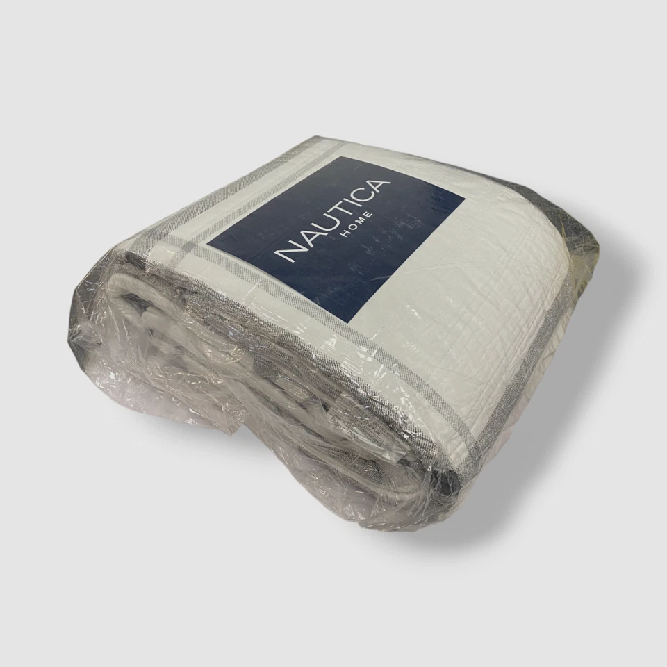 Juego de edredón reversible de 3 piezas de algodón Fleetville blanco Nautica, completo/queen Foto 4 de 4