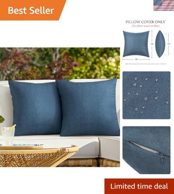 Pack of 2 Outdoor Throw Pillow Covers,Decorative Solid Line Waterproof Pillow...