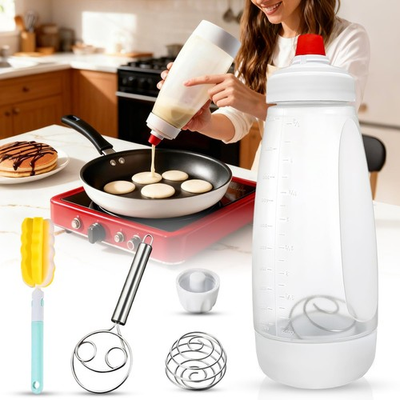 #ad Pancake Batter Dispenser Bottle Kit 4.5 Cup Pancakes Mixer with Shaker Ball... $18.64