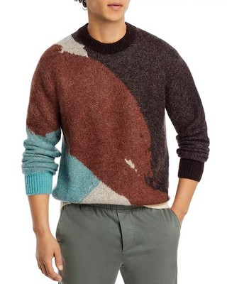 $395 Norse Projects Mens Brown Arild Color Blocked Sweater Size XL