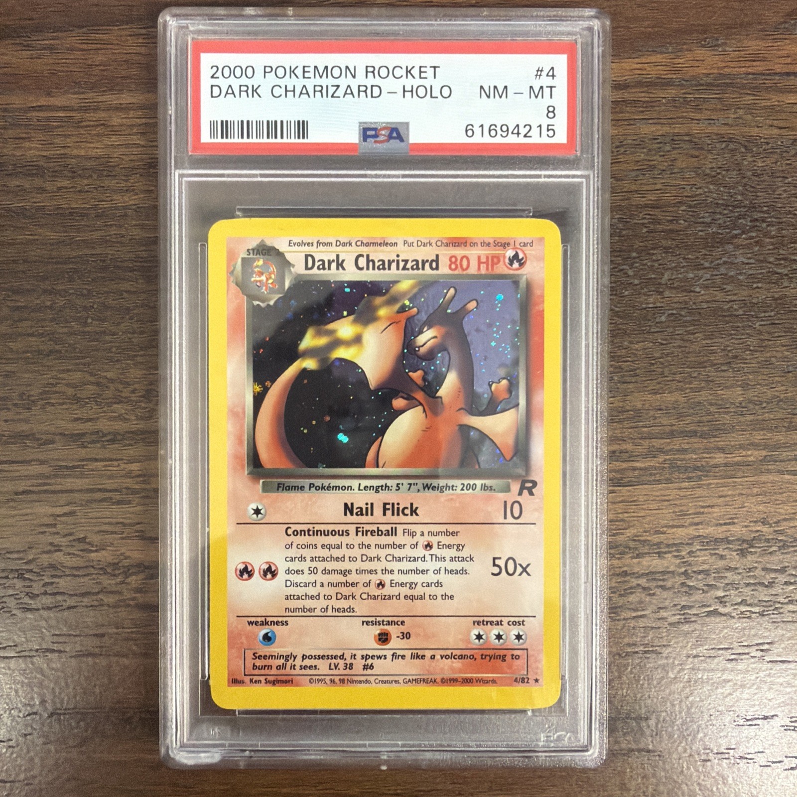 2000 Pokemon Team Rocket Dark Charizard Holo 4/82 PSA 8 NM-MT