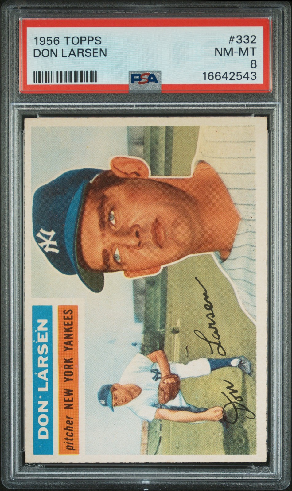 1956 TOPPS #332 DON LARSEN PSA 8