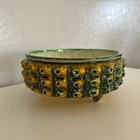 Royal Haeger MCM Succulent Pottery Planter Avocado Green & Gold #3004 w/Stickers