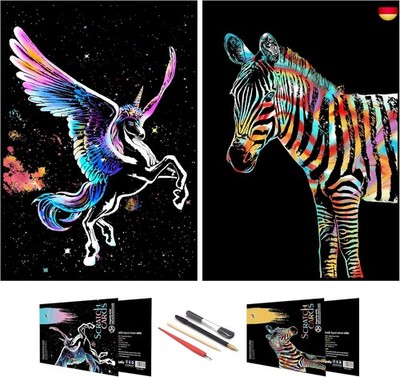 SiYear Scratch Painting Art Paper, Animal Series Scratchboard für Kinder & 