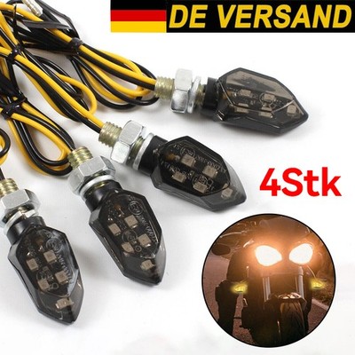 4X LED Miniblinker Motorrad Blinker Universal Roller Schwarz 12V M8 E-Geprüft DE