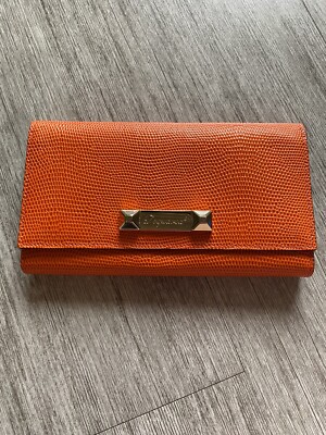 Dsquared2 bright orange long wallet in skin. Has gold tone hardware, never worn
