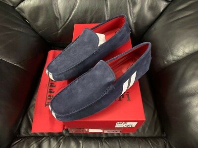 TODS FOR FERRARI MENS BLUE & WHITE SUEDE LOAFERS DRIVING  display picture 1