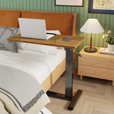 Adjustable Angle Height Rolling Laptop Desk Overbed Table Stand Tray Tilting Top
