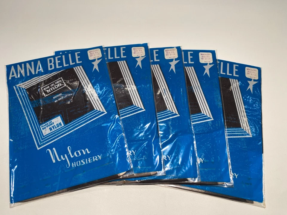 5 pares de medias vintage de nailon Annabelle de 8 1/2" x 30" malla negra DERECHA SEXY Foto 2 de 4