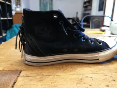 converse all star alte nere tg 39 con frange, chiusura laterale zip come nuove - Photo 1/4