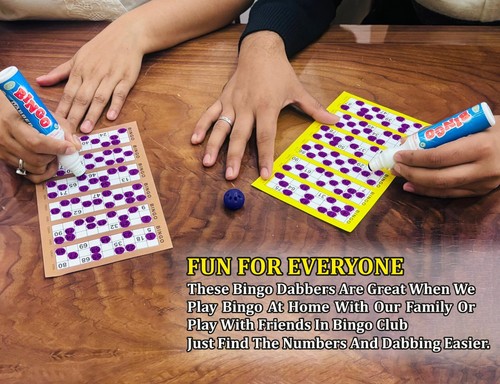 1 Bingo Book + 6 Jumbo Dabbers + Bingo Game Revolving Machine 90 Balls 48 Cards - Picture 13 of 17