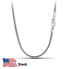 925 Sterling Silver 3mm Round Snake Necklace Sizes 18" to 30" for Women  Men
