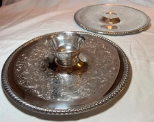 Wm. Rogers Silverplate Chip and Dip Tray and Bowl #866 w/ EXTRA ROUND TRAY