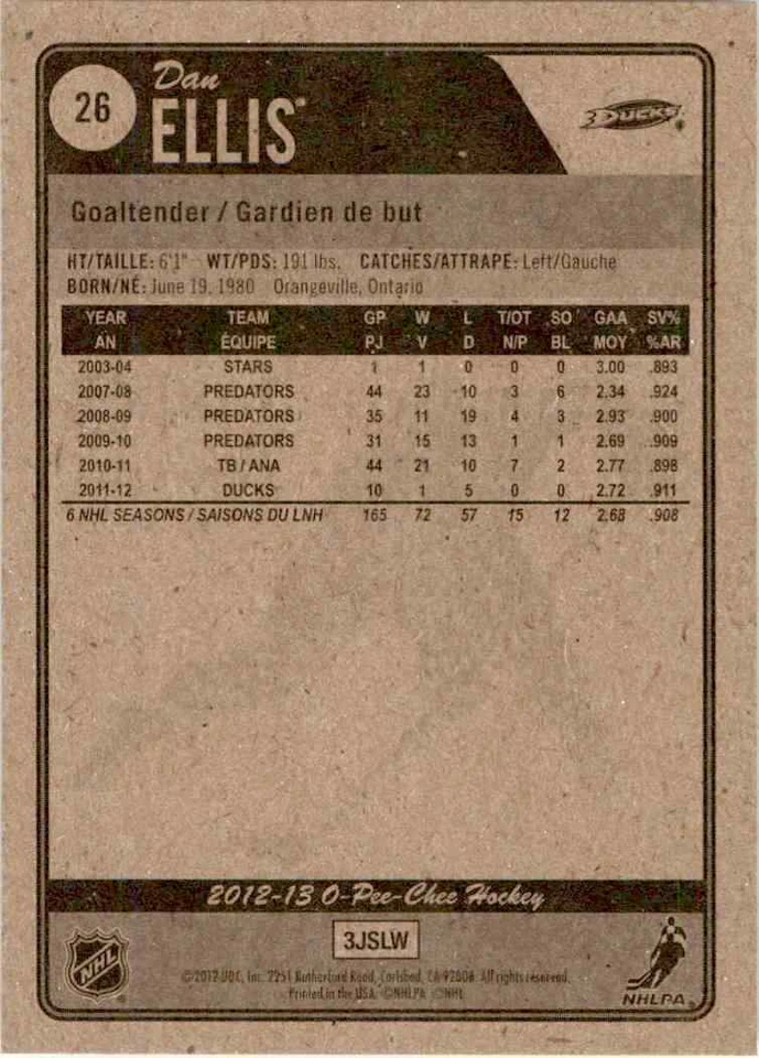 2012-13 O-Pee-Chee Dan Ellis #26 - Image 2 of 2