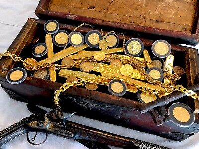 TREASURE CHEST REAL 1600-1700's CARRIED GOLD COB DOUBLOONS ESCUDOS in  GALLEON