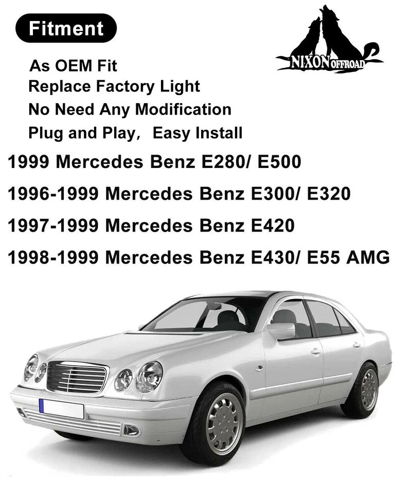 Fog Lights For 1996-1999 Mercedes Benz W210 E300 E320 E420 Driving Bumper Lamps - Image 4 of 4