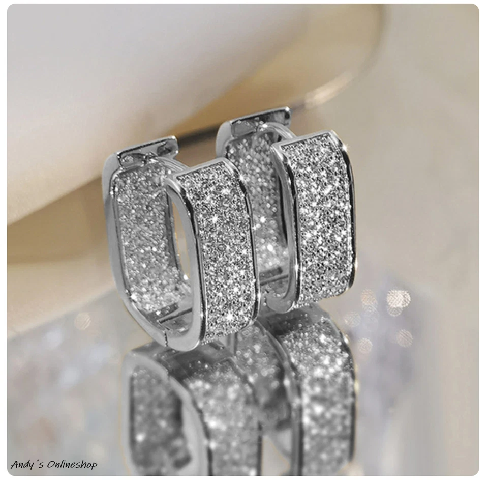 Zirkonia Ohrringe Creolen für Frauen 925 Silber Gold Ohrhänger Gold Ohrschmuck