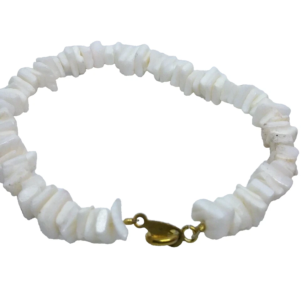 Puka Shell Anklet White Ankle Bracelet Hawaiian Surfer Beach 4 Styles Vintage - Image 3 of 4