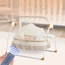 Portable Electric Bluetooth Baby Swing Cradle Bassinet Rocking Crib Infant Bed