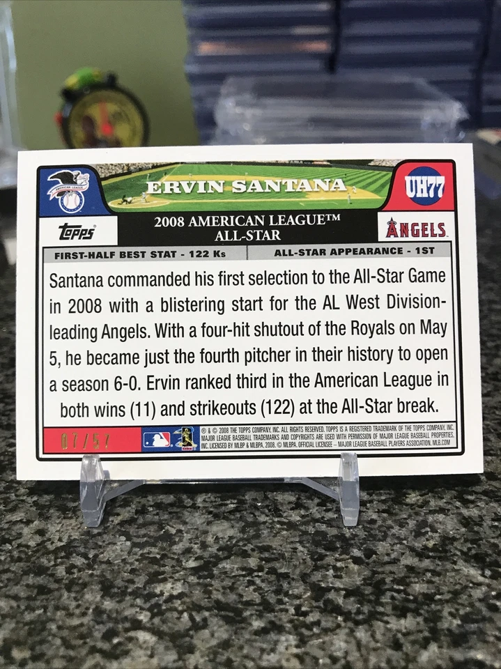 Actualización Topps 2008 #77 UH77 Ervin Santana raro borde negro SSP/57 LA ¡¡Ángeles!!! Foto 2 de 2