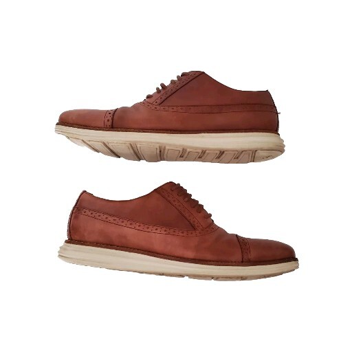 SAOLA Scarpe Oxford Cole Haan Lunagrand Woodbury in pelle da uomo taglia 11 marrone congac