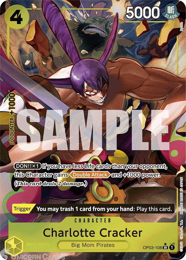 OP03-108 Charlotte Cracker : Super Rare Alt Art English One Piece TCG Card : PRB
