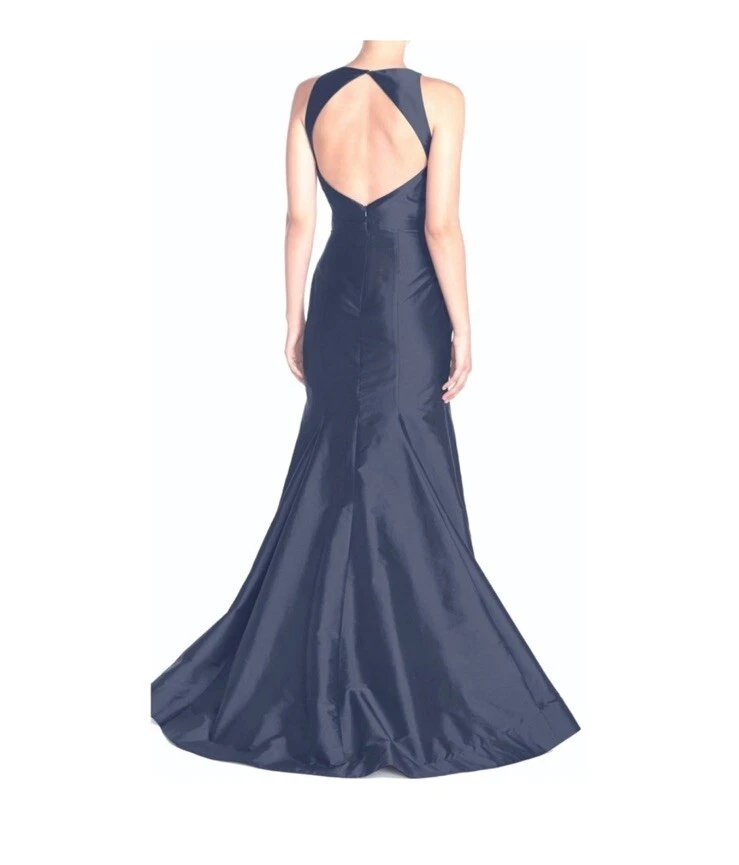 VESTIDO Monique Lhuillier Tafetán Sirena $298 Talla 6 Grafito Gris Formal Baile de graduación Foto 2 de 2