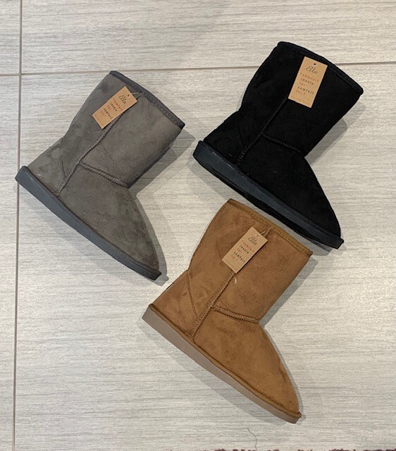 Ladies Ella Midi Faux Sheepskin Lined Suedette Winter Boots Vegan Friendly