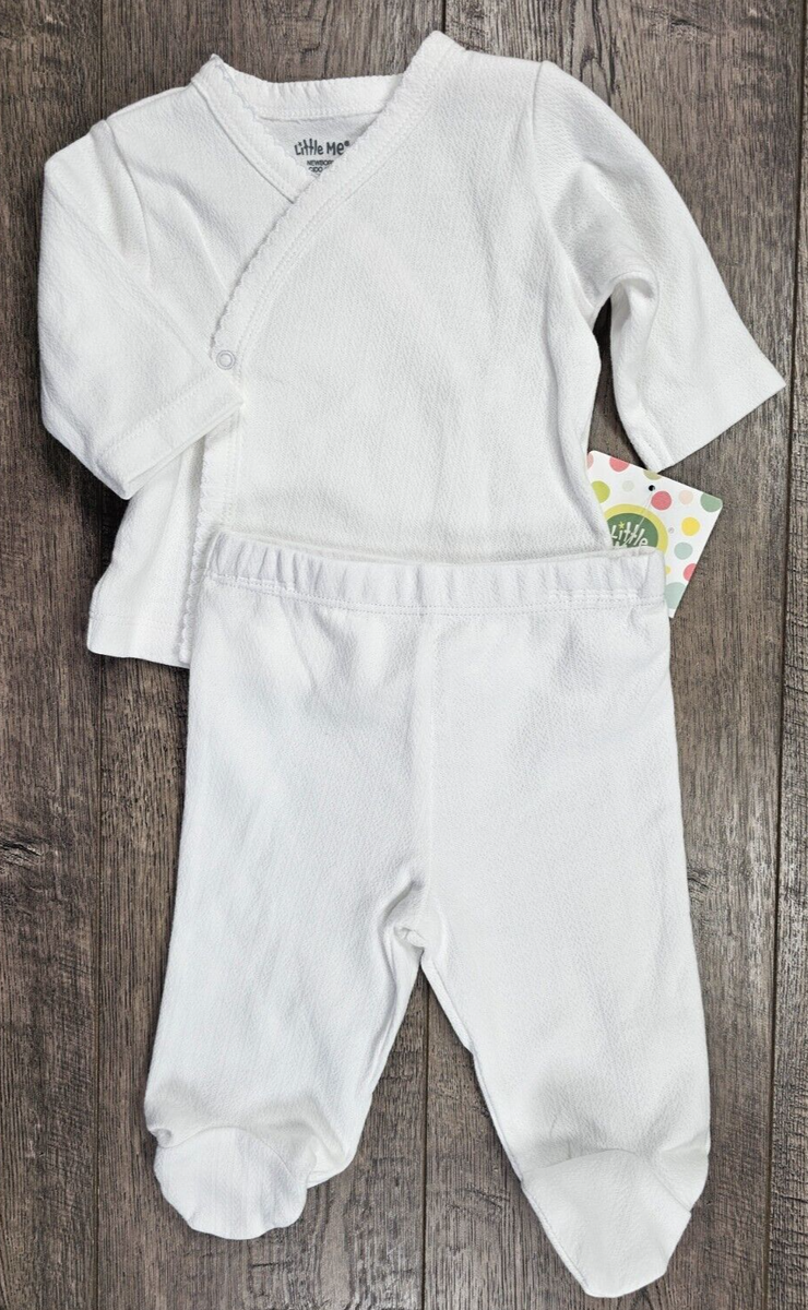 Baby Girl Clothes New Little Me Newborn 2pc White Ruffle Trim