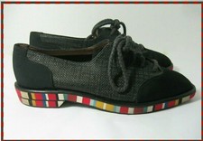 RARE PAIR! Pancaldi Womens CapToe Lace Up Oxfords Leather & Fabric 6.5 B Italy