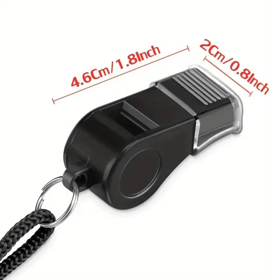 Whistle Referee Football Sports  Black Rope Keyring School Rugby (2 Pcs) - Image 2 of 4