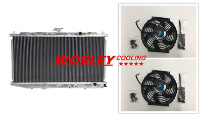 Aluminum Radiator + Fan For Honda Civic ED CRX 1.5/1.6L I4 D15 D16 1987-1991 MT