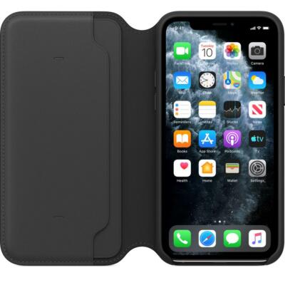 Original / Offizielle Apple iPhone 11 Pro Leder Folio Wallet Case - Schwarz - Neu