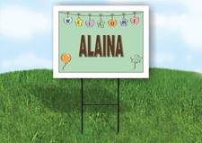 ALAINA WELCOME BABY GREEN 18 in x 24 in Yard Sign Road Sign with Stand